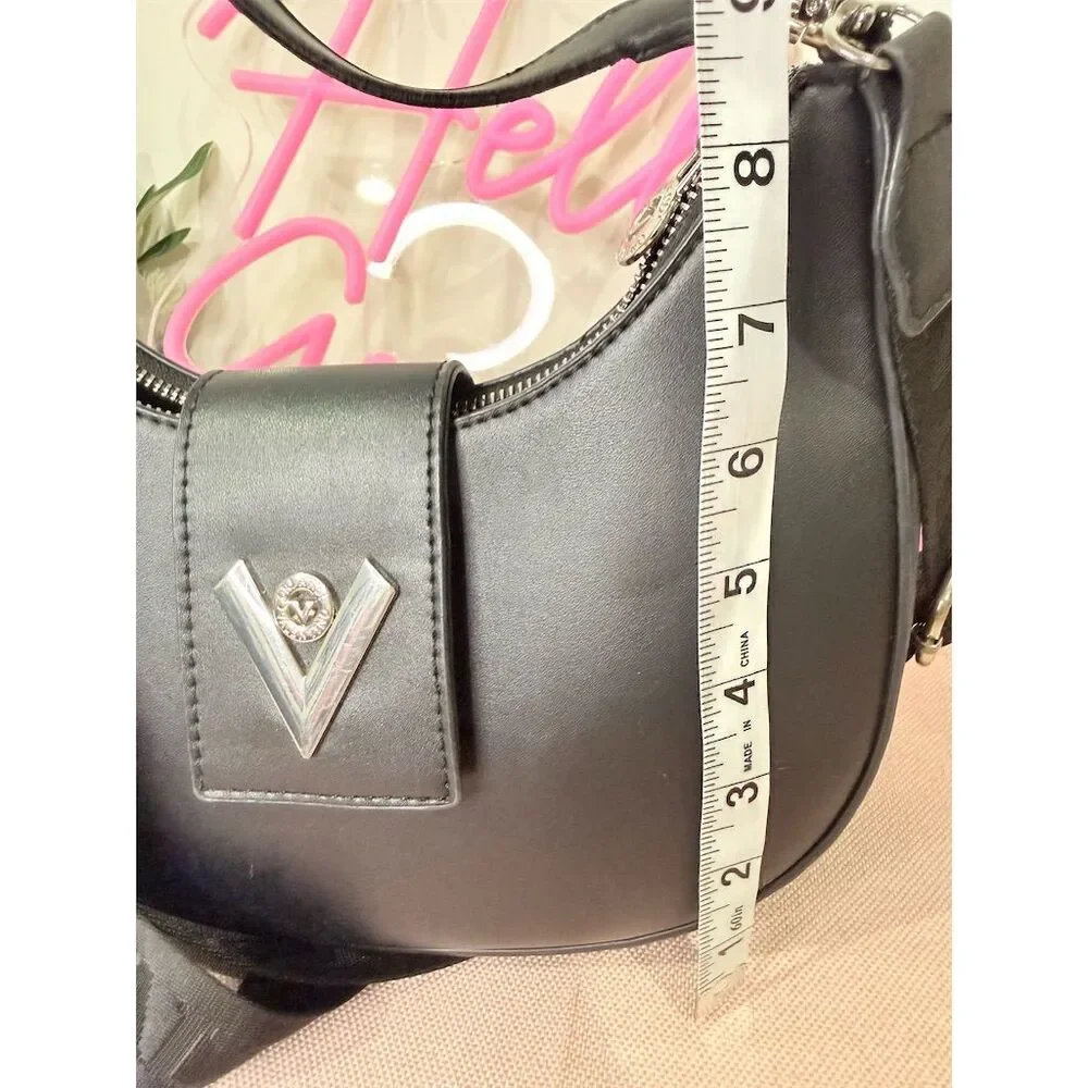 Valentino Orlandi Black Crescent Shoulder Bag w/ Coin Pouch Women's Medium
